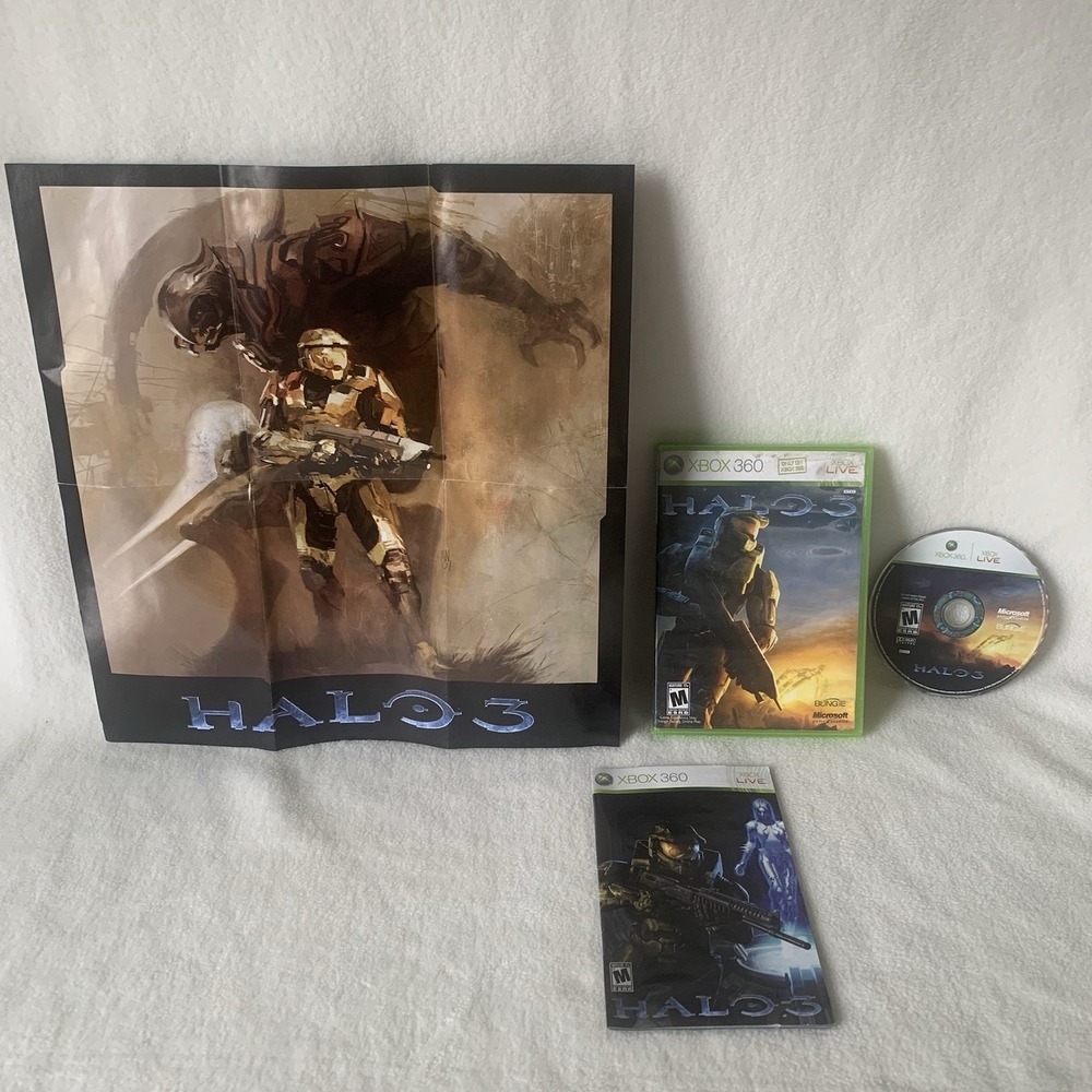 Halo 3 (Xbox 360, 2007) - Complete CIB w/ Manual and Poster, TESTED AND WORKING